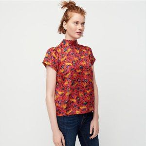 NWT J.Crew Collection Silk Bow-back Top in Jungle Cat Floral Print